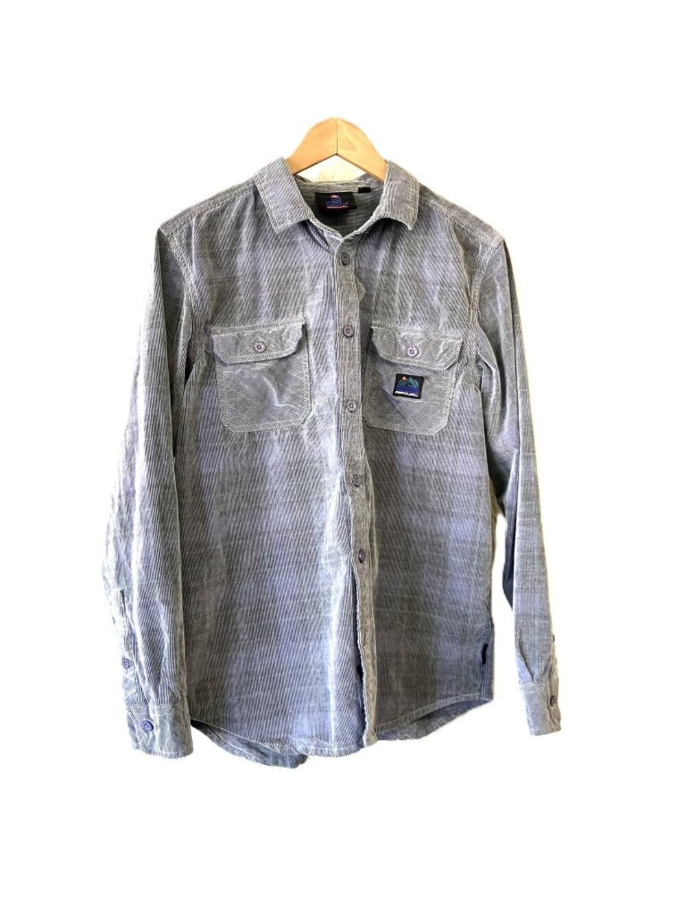 Rip Curl "The Search" Vintage Long Sleeve Button-Up Shirt Men's M Gray Striped